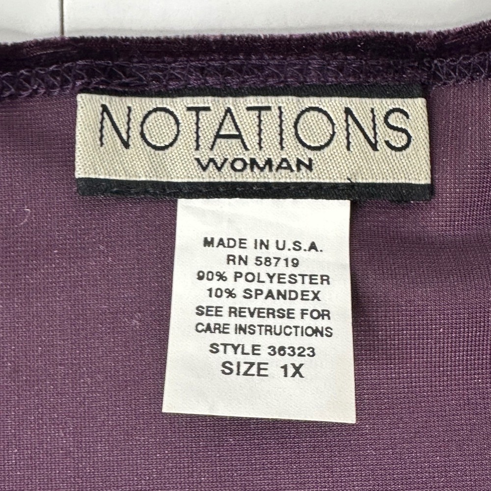 Notations Velvet Top Purple Sparkle Bling‎ Formal Event Party Vintage NEW Sz 1X - Picture 6 of 13